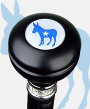 Democrat Emblem Knob Stick: Large Knob, Pewter Collar Military Walking Canes - Tophatter Daily Deals