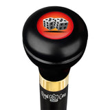 Dice Caduceus Emblem Flask Walking Stick: Wood Shaft Hidden Flask Military Walking Canes - Tophatter Daily Deals