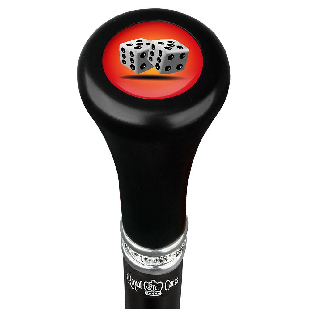 Dice Flat Top Stick: Beechwood Shaft Pewter Military Walking Canes - Tophatter Daily Deals