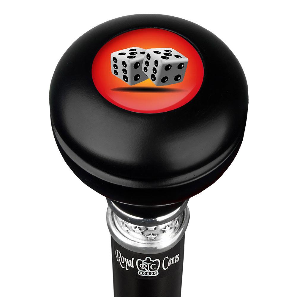 Dice Caduceus Emblem Knob Stick: Large Knob, Pewter Collar Military Walking Canes - Tophatter Daily Deals