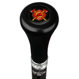 Fire Department Emblem Flat Top Stick: Beechwood Shaft Pewter Military Walking Canes - Tophatter Daily Deals
