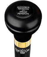 Good Bye Tension Hello Pension Flask Walking Stick w/ Black Beechwood Shaft & Pewter Collar Military Walking Canes - Tophatter Daily Deals