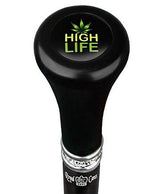High Life Flat Top Walking Stick w/ Black Beechwood Shaft & Pewter Collar Military Walking Canes - Tophatter Daily Deals