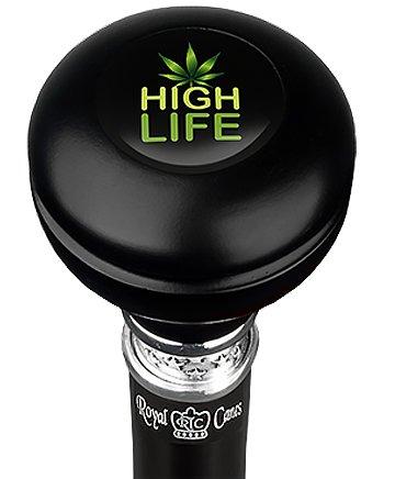 High Life Knob Walking Stick w/ Black Beechwood Shaft & Pewter Collar Military Walking Canes - Tophatter Daily Deals