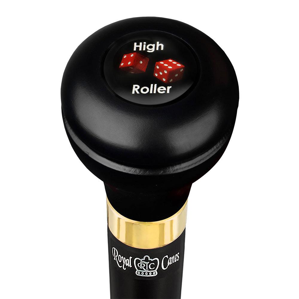 High Roller Casino Emblem Flask Walking Stick: Wood Shaft Hidden Flask Military Walking Canes - Tophatter Daily Deals