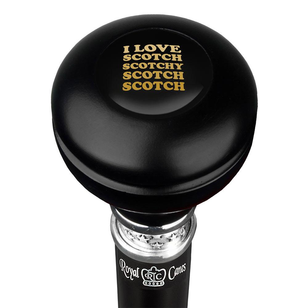 I Love Scotch Casino Knob Stick: Large Knob, Pewter Collar Military Walking Canes - Tophatter Daily Deals