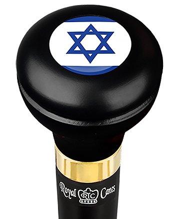Jewish Star of David Flask Walking Stick w/ Black Beechwood Shaft & Pewter Collar Military Walking Canes - Tophatter Daily Deals