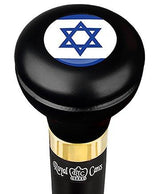 Jewish Star of David Flask Walking Stick w/ Black Beechwood Shaft & Pewter Collar Military Walking Canes - Tophatter Daily Deals