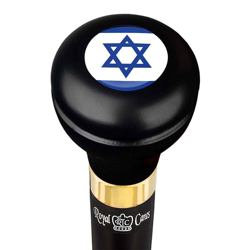 Jewish Star of David Flask Walking Stick w/ Black Beechwood Shaft & Pewter Collar Military Walking Canes - Tophatter Daily Deals