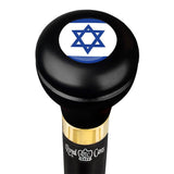 Jewish Star of David Flask Walking Stick w/ Black Beechwood Shaft & Pewter Collar Military Walking Canes - Tophatter Daily Deals