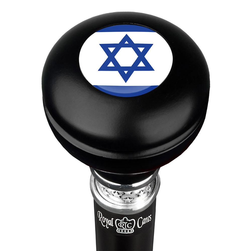 Jewish Star of David Knob Walking Stick w/ Black Beechwood Shaft & Pewter Collar Military Walking Canes - Tophatter Daily Deals