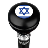 Jewish Star of David Knob Walking Stick w/ Black Beechwood Shaft & Pewter Collar Military Walking Canes - Tophatter Daily Deals