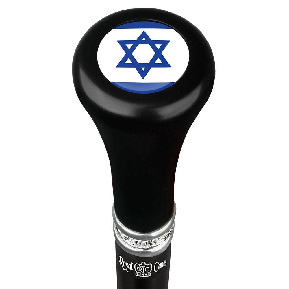 Jewish Star of David Top Walking Stick w/ Black Beechwood Shaft & Pewter Collar Military Walking Canes - Tophatter Daily Deals