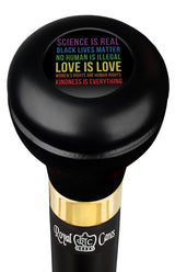 Love is Love Flask Walking Stick w/ Black Beechwood Shaft & Pewter Collar Military Walking Canes - Tophatter Daily Deals