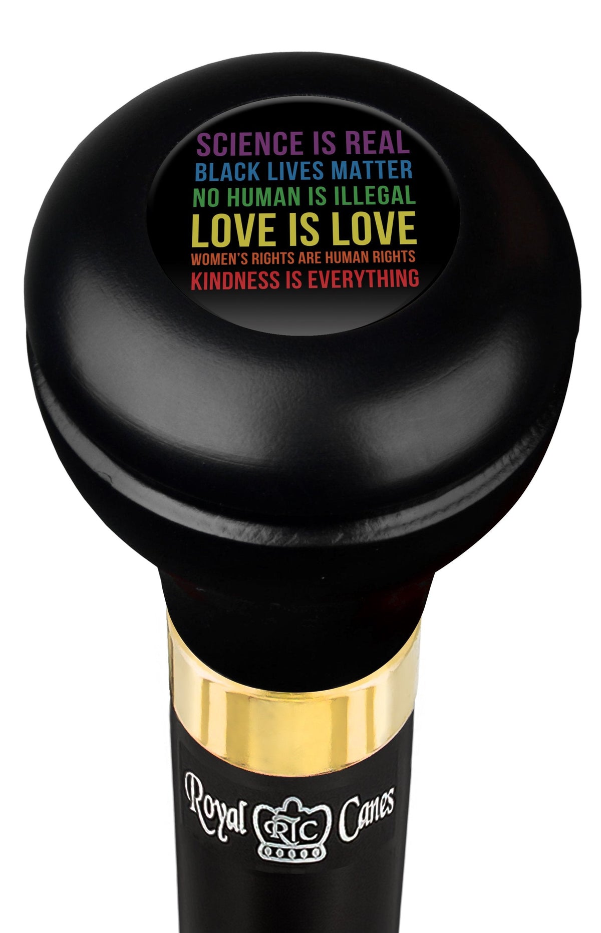 Love is Love Flask Walking Stick w/ Black Beechwood Shaft & Pewter Collar Military Walking Canes - Tophatter Daily Deals