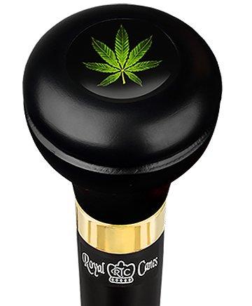 Marijuana Leaf Flask Walking Stick w/ Black Beechwood Shaft & Brass Collar Military Walking Canes - Tophatter Daily Deals