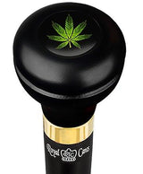 Marijuana Leaf Flask Walking Stick w/ Black Beechwood Shaft & Brass Collar Military Walking Canes - Tophatter Daily Deals