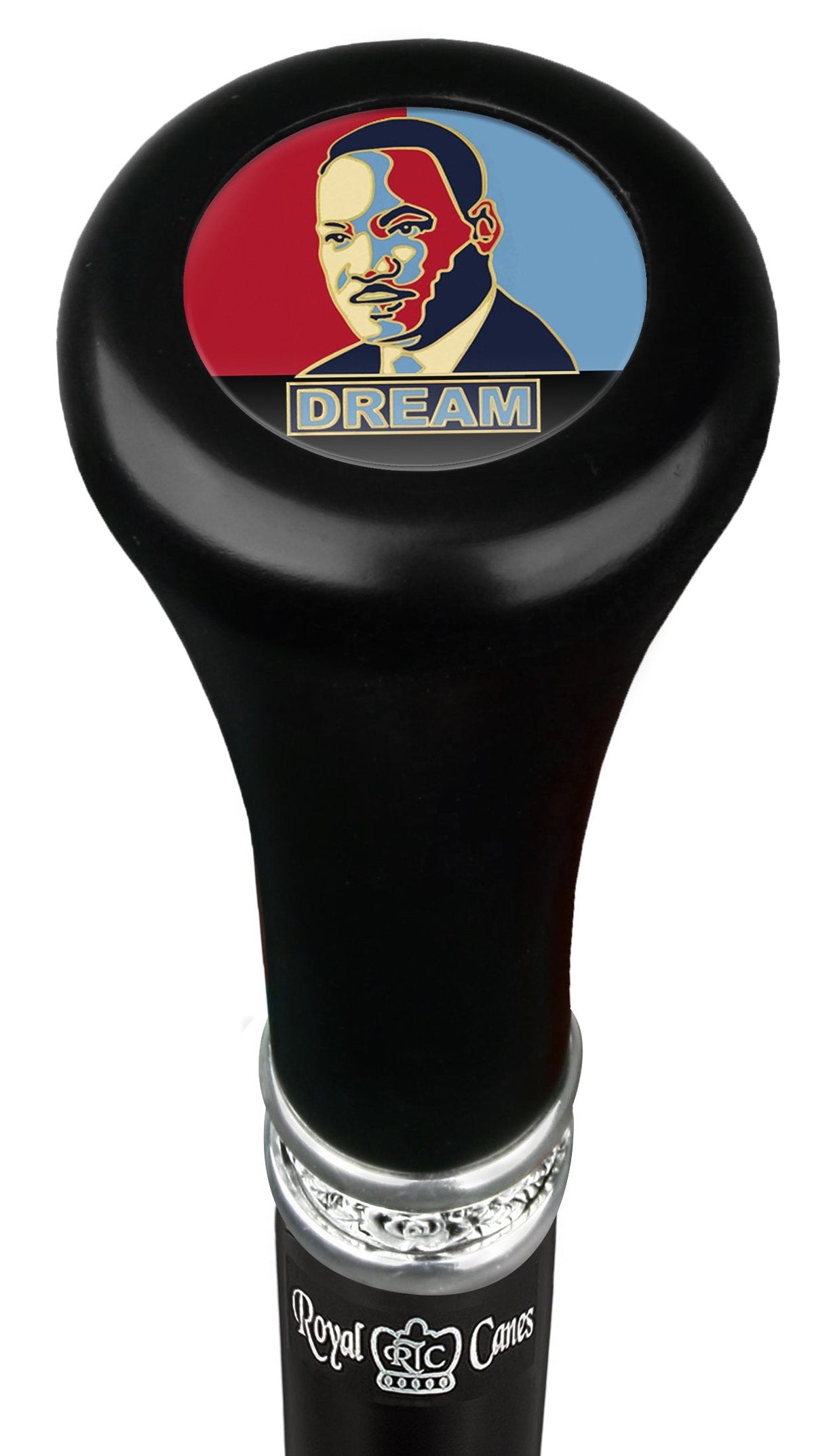 Martin Luther King "Dream" Flat Top Walking Stick w/ Black Beechwood Shaft & Pewter Collar Military Walking Canes - Tophatter Daily Deals
