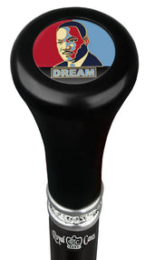 Martin Luther King "Dream" Flat Top Walking Stick w/ Black Beechwood Shaft & Pewter Collar Military Walking Canes - Tophatter Daily Deals