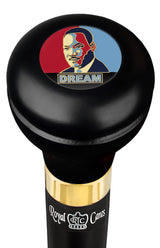 Martin Luther King "I have a dream" Flask Walking Stick w/ Black Beechwood Shaft & Pewter Collar Military Walking Canes - Tophatter Daily Deals
