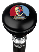 Martin Luther King "I have a dream" Round Knob Walking Stick w/ Black Beechwood Shaft & Pewter Collar Military Walking Canes - Tophatter Daily Deals