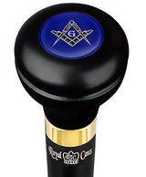 Mason Blue Flask Walking Stick w/ Black Beechwood Shaft & Pewter Collar Military Walking Canes - Tophatter Daily Deals