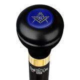 Mason Blue Flask Walking Stick w/ Black Beechwood Shaft & Pewter Collar Military Walking Canes - Tophatter Daily Deals