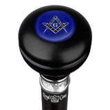 Mason Blue Knob Walking Stick w/ Black Beechwood Shaft & Pewter Collar Military Walking Canes - Tophatter Daily Deals