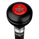 Mason Red Knob Walking Stick w/ Black Beechwood Shaft & Pewter Collar Military Walking Canes - Tophatter Daily Deals