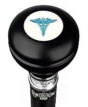 Medical Doctor Caduceus Emblem Flask Walking Stick: Wood Shaft Hidden Flask Military Walking Canes - Tophatter Daily Deals