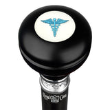 Medical Doctor Caduceus Emblem Knob Stick: Large Knob, Pewter Collar Military Walking Canes - Tophatter Daily Deals