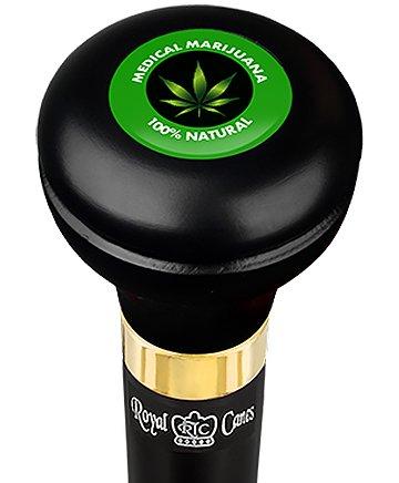 Medical Marijuana Flask Walking Stick w/ Black Beechwood Shaft & Pewter Collar Military Walking Canes - Tophatter Daily Deals