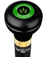 Medical Marijuana Flask Walking Stick w/ Black Beechwood Shaft & Pewter Collar Military Walking Canes - Tophatter Daily Deals