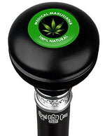 Medical Marijuana Knob Walking Stick w/ Black Beechwood Shaft & Pewter Collar Military Walking Canes - Tophatter Daily Deals