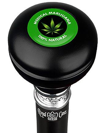 Medical Marijuana Knob Walking Stick w/ Black Beechwood Shaft & Pewter Collar Military Walking Canes - Tophatter Daily Deals