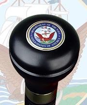 Navy Emblem Flask Walking Stick: Wood Shaft Hidden Flask Military Walking Canes - Tophatter Daily Deals