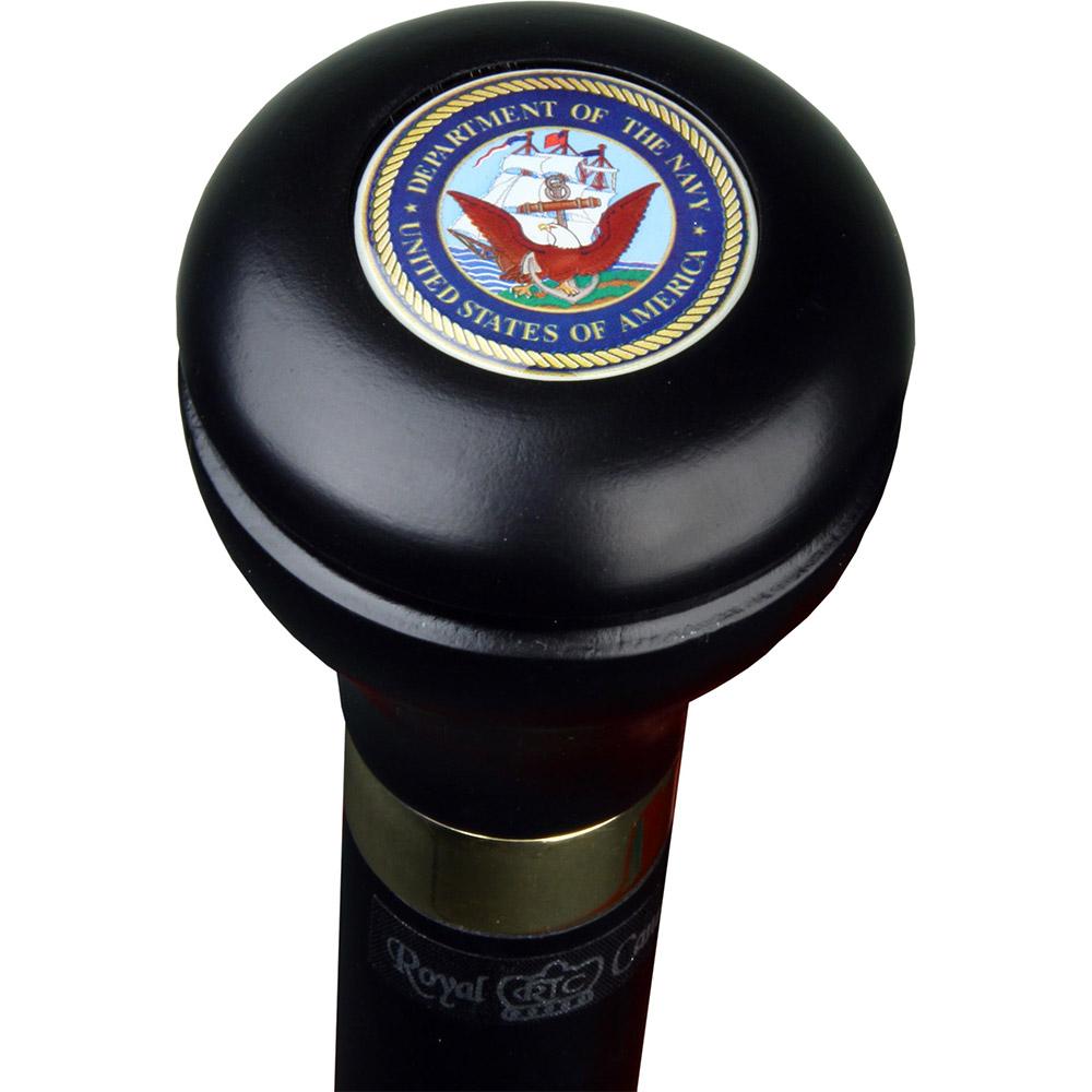 Navy Emblem Flask Walking Stick: Wood Shaft Hidden Flask Military Walking Canes - Tophatter Daily Deals