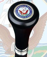 Navy Emblem Flat Top Stick: Beechwood Shaft Pewter Military Walking Canes - Tophatter Daily Deals