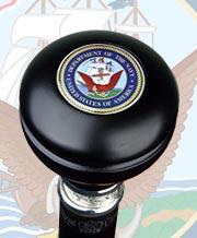 Navy Emblem Knob Stick: Large Knob, Pewter Collar Military Walking Canes - Tophatter Daily Deals