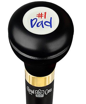 Number One Dad Flask Walking Stick w/ Black Beechwood Shaft & Pewter Collar Military Walking Canes - Tophatter Daily Deals