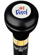 Number One Dad Flask Walking Stick w/ Black Beechwood Shaft & Pewter Collar Military Walking Canes - Tophatter Daily Deals