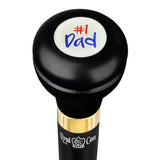Number One Dad Flask Walking Stick w/ Black Beechwood Shaft & Pewter Collar Military Walking Canes - Tophatter Daily Deals