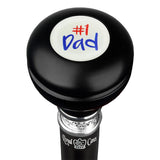 Number One Dad Knob Walking Stick w/ Black Beechwood Shaft & Pewter Collar Military Walking Canes - Tophatter Daily Deals