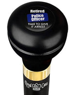 Police Give It Arrest Flask Walking Stick w/ Black Beechwood Shaft & Pewter Collar Military Walking Canes - Tophatter Daily Deals