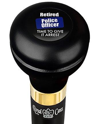 Police Give It Arrest Flask Walking Stick w/ Black Beechwood Shaft & Pewter Collar Military Walking Canes - Tophatter Daily Deals