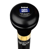 Police Give It Arrest Flask Walking Stick w/ Black Beechwood Shaft & Pewter Collar Military Walking Canes - Tophatter Daily Deals