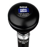 Police Give It Arrest Knob Walking Stick w/ Black Beechwood Shaft & Pewter Collar Military Walking Canes - Tophatter Daily Deals