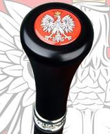 Polish Eagle Emblem Flat Top Stick: Beechwood Shaft Pewter Military Walking Canes - Tophatter Daily Deals