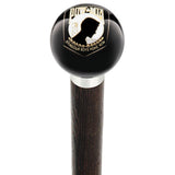 POW-MIA Black Round Knob Cane w/ Custom Wood Shaft & Collar Military Walking Canes - Tophatter Daily Deals