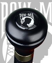 POW-MIA Emblem Flask Walking Stick: Wood Shaft Hidden Flask Military Walking Canes - Tophatter Daily Deals